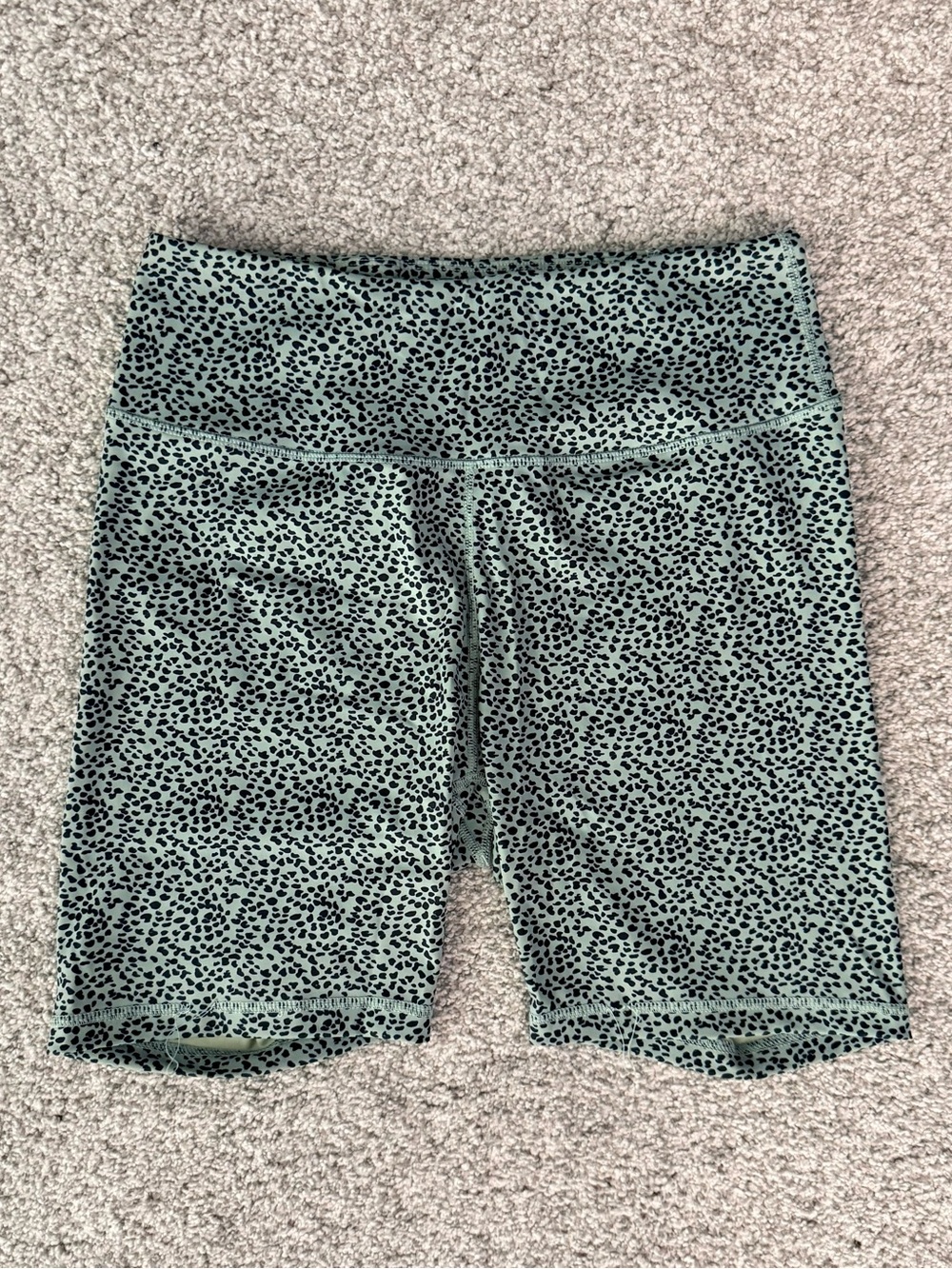 Mint Green Leopard Print High-Rise Bike Shorts